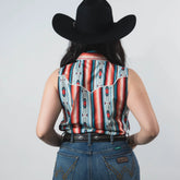 Blusa Rock&Roll Navajo Retro Turq/Rojo 022